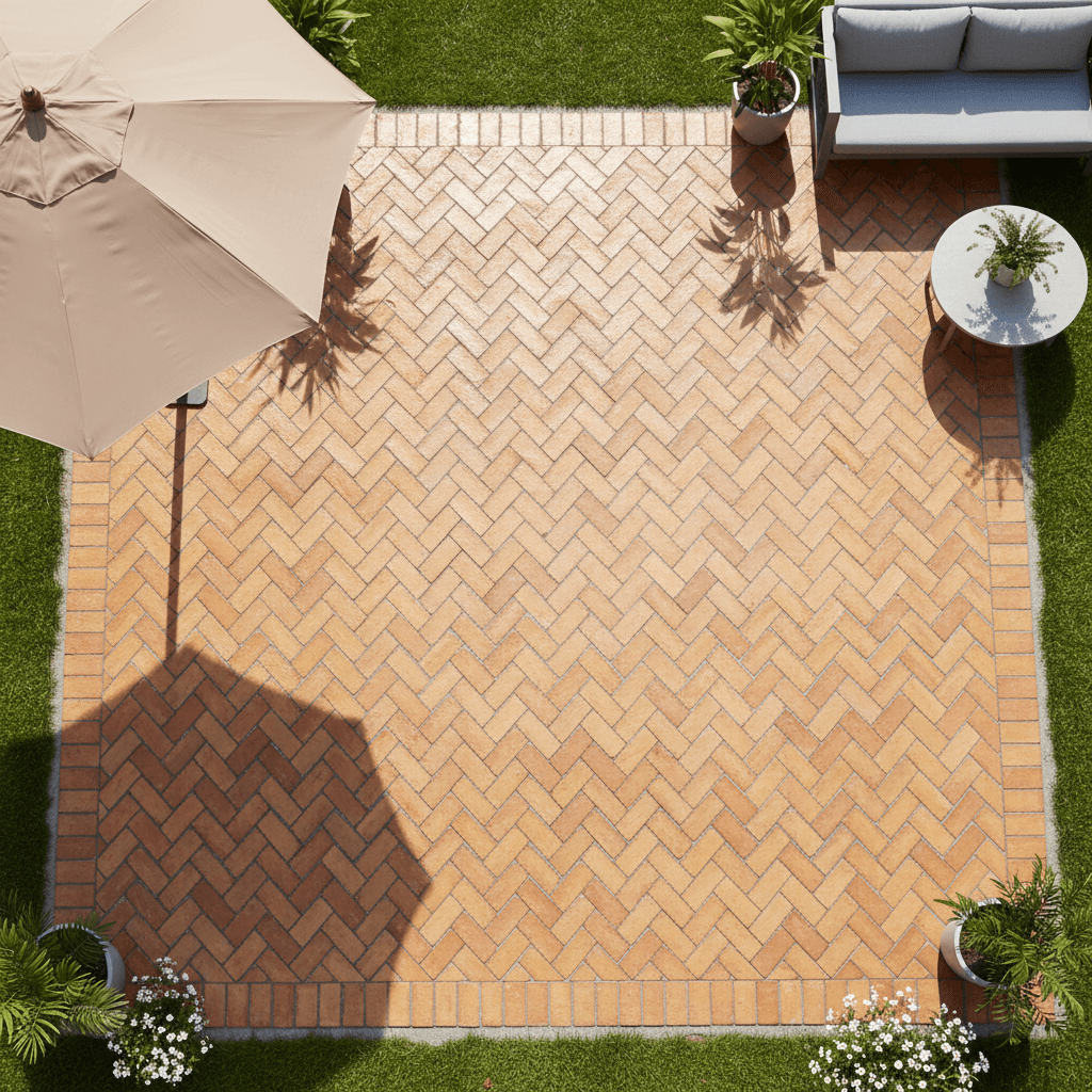 New paver patio with seating area